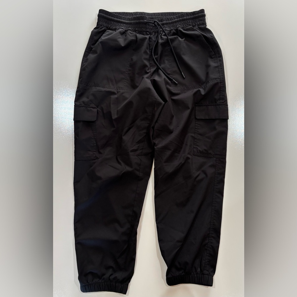 Women's Black Cargo Joggers with Drawstring Waist
